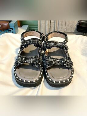 Stuart Weitzman Tweed Platform Sandals/Shoes - Women’s Size 8 -Embellished